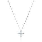 10K White Gold Lab Grown Diamond Cross Pendant Nec