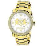 Yellow Gold Plated Diamond Watch For Men By Phanto