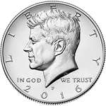 2016 P Kennedy Half Dollar US Mint Wrapped Roll-3