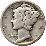 1935 D Silver Mercury Dime 10C Very Good