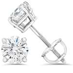 1/4Ct Round Diamond Studs With Screw Backs 14K Whi