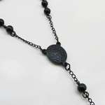 Mens Black Stainless Steel Rosary Necklace With-3