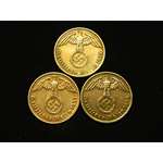 Three Bronze German Third Reich Reichspfennig Coin