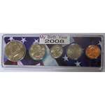 2008-5 Coin Birth Year Set In American Flag Holder