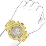 Oversized Iced Out Mens Diamond Watch Yellow Gol-3