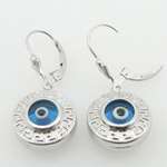 Ladies 925 Sterling Silver Evil Eye Dangle Earri-3