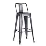 Distressed Metal Barstool With Back, Vintage Gun 3