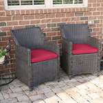 Sea Island Wicker Patio Lounge Chair Set With Red