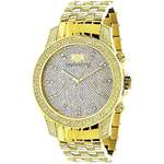 Mens Yellow Gold Tone Watch With Diamonds 0.50Ct