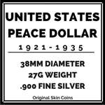 1922-1925 U.S. Peace Silver Dollar Coin, Nearly-3