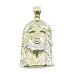 10K Yellow Gold Jesus Head Small Pendant Length -