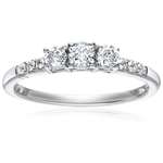 14K White Gold Lab Grown Diamond Three-Stone Engag