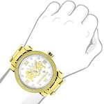 Yellow Gold Plated Diamond Watch For Men By Phan-3