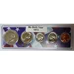 1973-5 Coin Birth Year Set In American Flag Holder