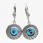 Ladies 925 Sterling Silver Evil Eye Dangle Earring