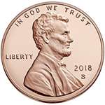 2018 S Lincoln Cent Union Shield Penny Proof