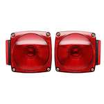 Pair Of Square Box Tail Lights, Incandescent Trail