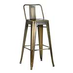 Metal Barstool With Back, Vintage Brass, 30 -Inch,