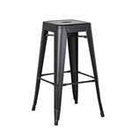 Backless Metal Barstool, Matte Black, 24 -Inch, Se