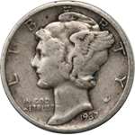 1937 P Silver Mercury Dime 10C Very Good