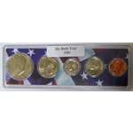 1985-5 Coin Birth Year Set In American Flag Holder