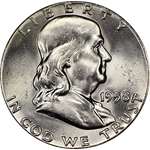 1958 U.S. Franklin Half Dollar Silver Coin, Mint S