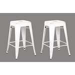 Backless Distressed Metal Barstool, White 24 -In-3