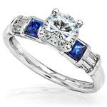 IGI Certified Diamond Sapphire Engagement Ring 14K