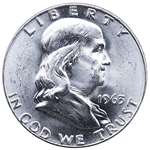 1963 D Franklin 90 Silver Half Dollar Brilliant Un