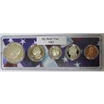 1983-5 Coin Birth Year Set In American Flag Holder