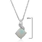 Sterling Silver Created Opal And Diamond Pendant-3