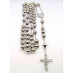 Mens Stainless Steel Silver Tone Rosary Chain Neck