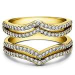 14K Gold 0.5 Ct Twt Double Row Chevron Style Ring