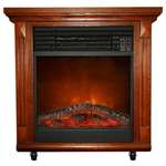 Compact Cherry Oak Electric Fireplace With Caster