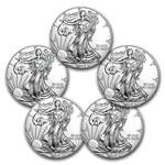 2018 1 Oz Silver American Eagle Coins BU Lot Of 5