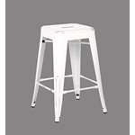 Backless Distressed Metal Barstool, White 24 -Inch