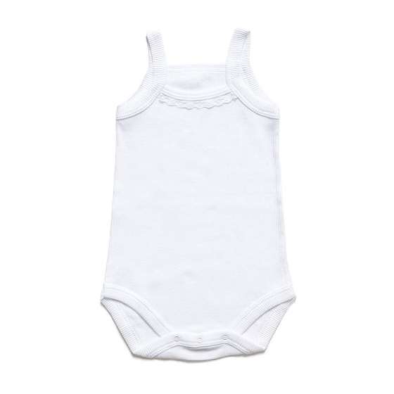 Soft Ribbed Turkish 100% Cotton White Baby Camisol