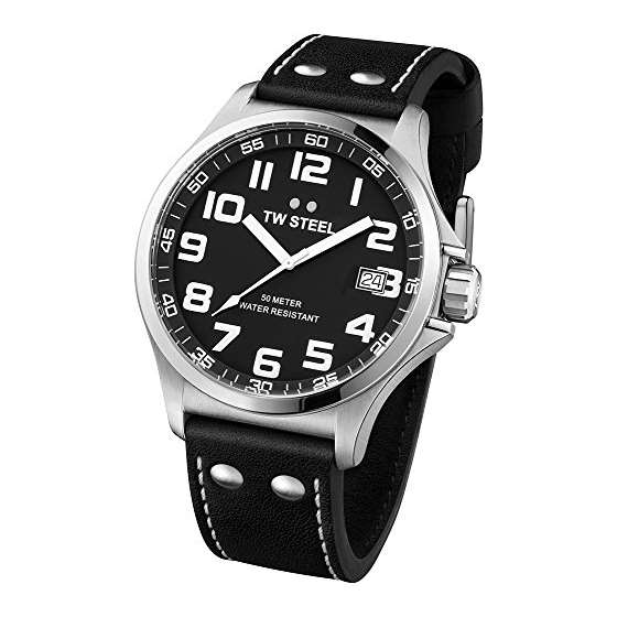TW408 Pilot Black Leather Strap Watch