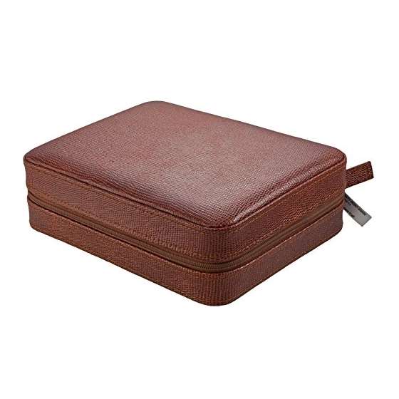 4 Watch Travel Case Leather Camel Lizard Pattern