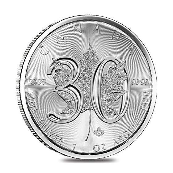 2018 CA Canada Maple Leaf 30Th Anniversary-1 Oz Pu