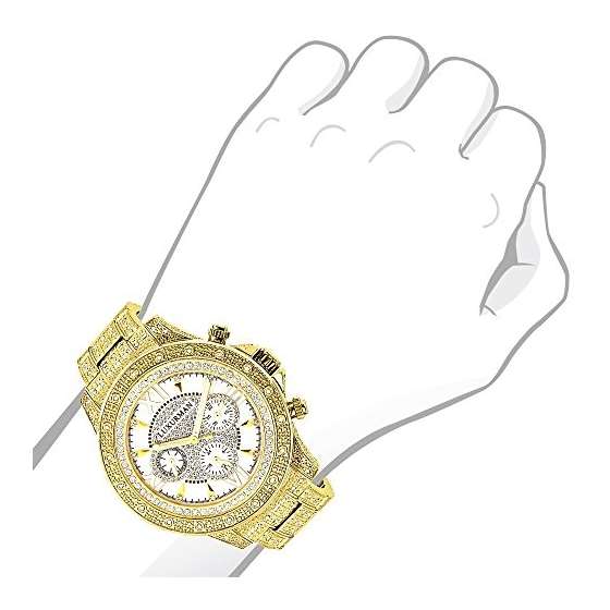 Iced Out Mens Watch With Diamond Band 1.25Ct Yel-3