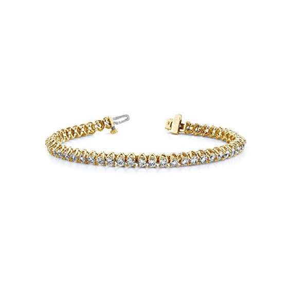 14KT Yellow Gold H-I SI3 By I1 4 Prong Tennis Brac