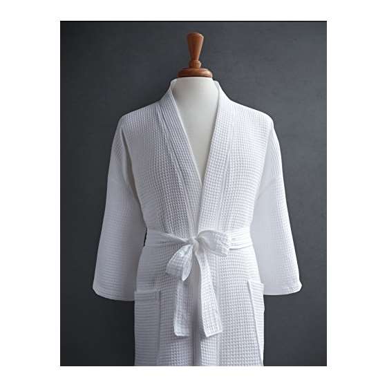 Waffle Weave Spa Robe Made In Turkey-White-3