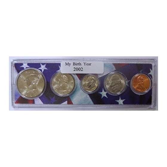 2002-5 Coin Birth Year Set In American Flag Holder