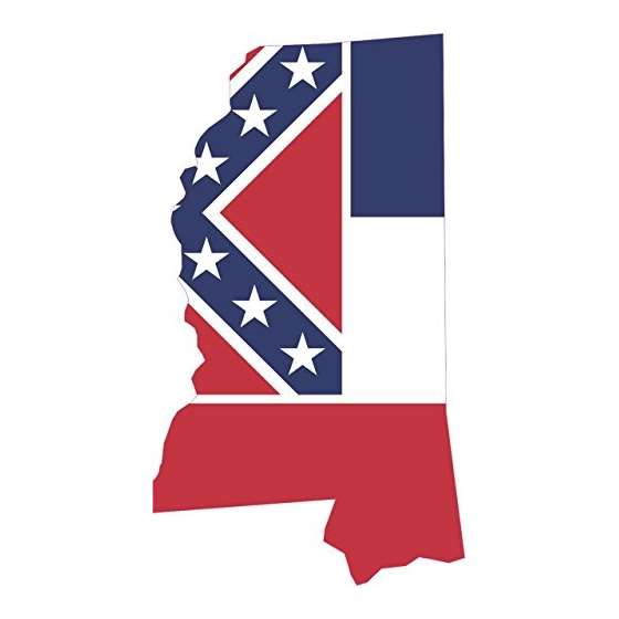 4In X 2.5In Die Cut Mississippi State Flag Bumper