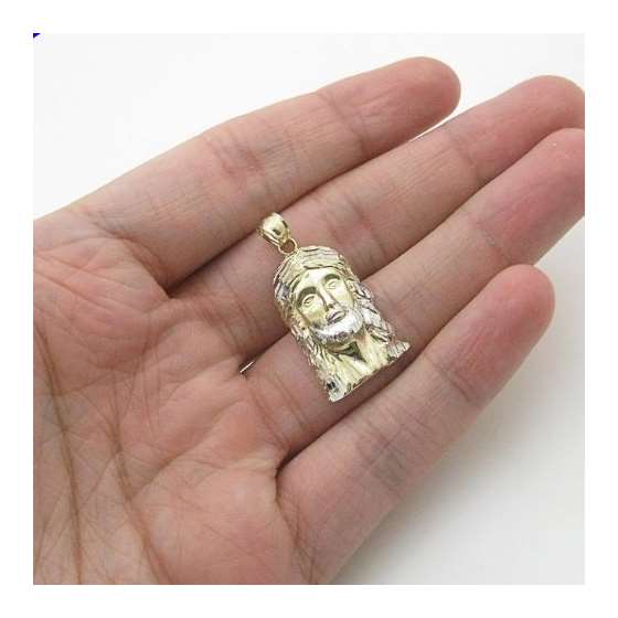 10K Yellow Gold Jesus Head Small Pendant Length-3