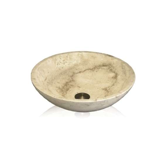 SV-11 Stone Vessel Round Bowl Bathroom Sink, Trave