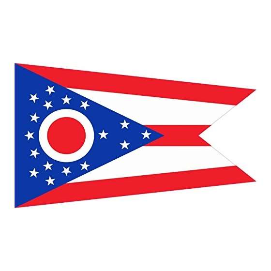 5In X 3In Ohio State Flag Bumper Sticker Decal Vin