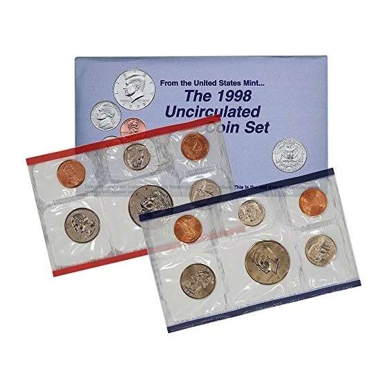 1998 US Mint P D 10-Coin Uncirculated Mint Set In