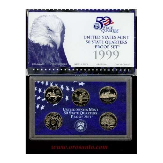 1999-S 50 STATE QUARTERS PROOF SET-5 COINS
